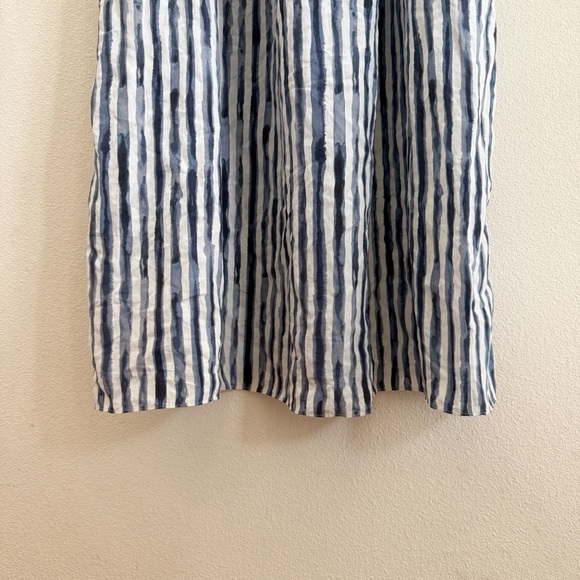 Vince Painterly Stripe Ruched Dress In Coastal Blue 14 - Picture 3 of 9